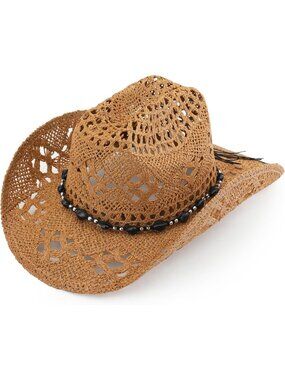 Men's Khaki Pull-On Western Cattleman Style Wide Shapeable Brim Cowboy Hats